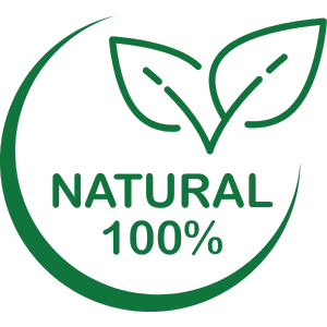 The all natural logo containing words and 2 green leaves