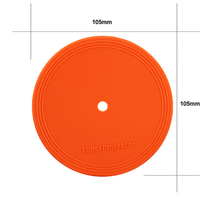 Orange rubber vinyl record label protector.