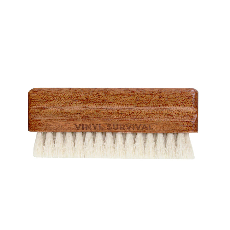 Vinyl Survival natural goat hair record cleaning bristle brush with name itched on brush